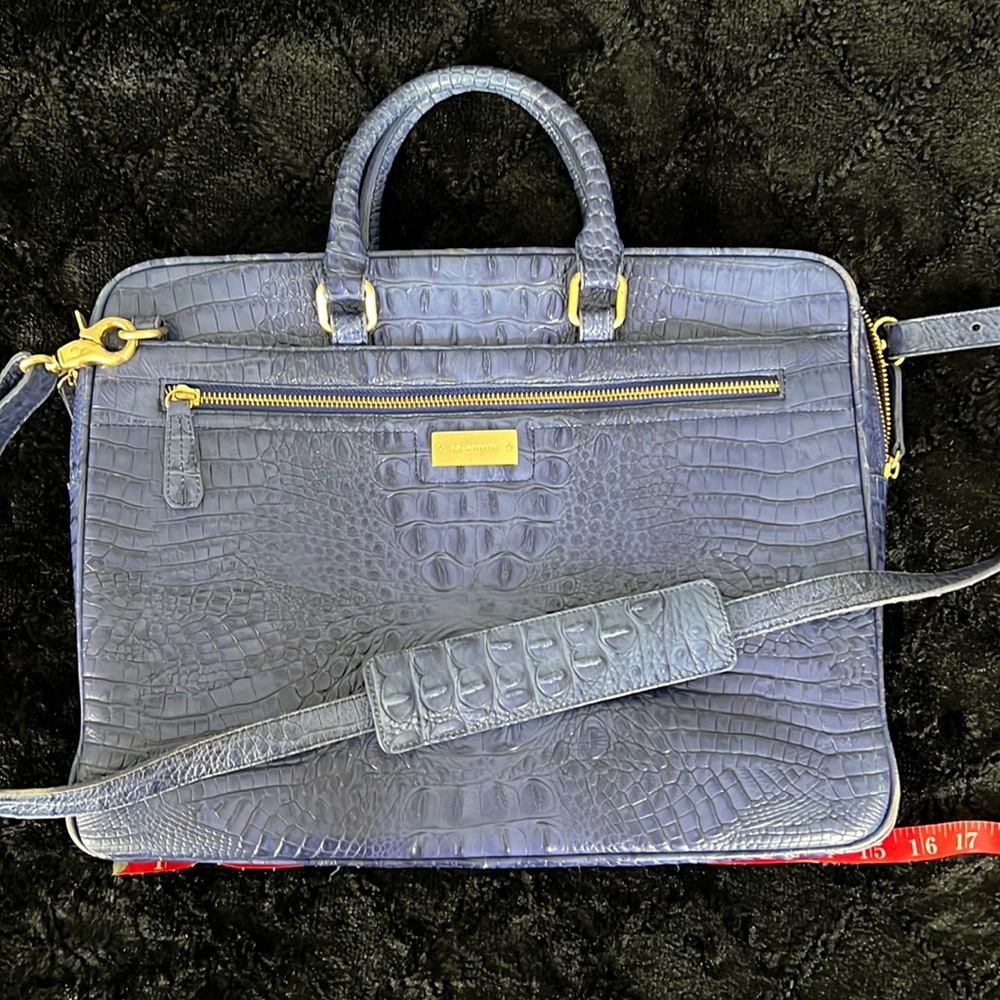 Brahmin women's briefcase in cobalt blue.
